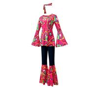 Générique Ensemble Haut et Pantalon imprimé en Couleur avec Robe Disco Hijab pour Femme Red XXL