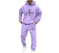 Générique Ensemble Homme 2 Pièces Imprimé Jésus Sweat à Capuche Pantalon Jogging Taille Élastiquée Streetwear Hip-Hop Cross Survêtement Décontracté Automne Hiver Tenue Sport Loisirs Maison Outdoor