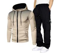 Générique Ensemble Homme 2 Pièces Veste à Capuche Zippée et Pantalon Cargo Sportif Confortable pour Entraînement Saison Automne et Hiver et Loisirs(Khaki, S)