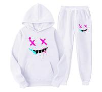 Générique Ensemble Homme - Combinaison de Sport pour Hommes Automne et Hiver Loisirs Pull à Capuche Pantalon avec Pompons Combinaison de Sport (White S)