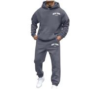 Générique Ensemble Homme Confortable avec Imprimé New York Sweat a Capuche Manches Longues Ample Pantalon de Jogging Loisirs Hoodie Chaud Combinasion de Survêtement 2 Pieces Mode pour Gym et Sport