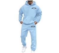 Générique Ensemble Homme Confortable avec Imprimé New York Sweat a Capuche Manches Longues Ample Pantalon de Jogging Loisirs Hoodie Chaud Combinasion de Survêtement 2 Pieces Mode pour Gym et Sport