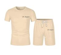 Générique Ensemble Homme Été Training T Shirt Manches Courtes Short(Khaki, L)