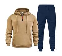 Générique Ensemble Homme Intersaison Sweat Capuchon Zippé Poches Bras Pantalon Training(Khaki, XXXXL)