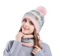 Générique Ensemble Homme Satin Rose Grande Turtleneck Accessoire Echarpe Écharpe Chaude Bonnet Hiver Élégant Femme Cachemire Laine En Polaire Cable Knit