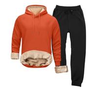 Générique Ensemble Homme Sweat à Capuche + Jogging Pantalons Chaud Hiver Zippe Loungewear Set Sportwear De Sport 2 PièCes Confortable Et Respirant Couleur Unie Pas Cher Avec Pochette