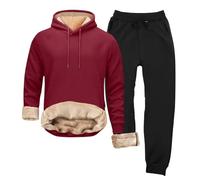 Générique Ensemble Homme Sweat à Capuche + Jogging Pantalons Chaud Hiver Zippe Loungewear Set Sportwear De Sport 2 PièCes Confortable Et Respirant Couleur Unie Pas Cher Avec Pochette