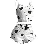 Générique Ensemble Invité Women's Underwear Love Print Design Shorts Underwear Set Legging Cuir Lacet (Black, M)
