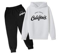 Générique Ensemble Jogging Enfant Fille Survêtement Polaire Hiver Chaud Pull Ado Automne Vêtements Set pour 2 Pièces Robe Globale Tenues Garcon Mariage Velours (Blanc,7-8 Ans)