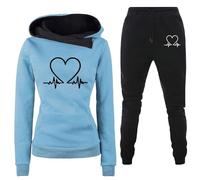 Générique Ensemble Jogging Femme 2 PièCes Ensemble Sport Femme Pantalon Et Sweat à Capuche Imprimé SurvêTements Femme Chic Et Elegant Sweat Sport Ensemble DéTente Loungewear Stylé