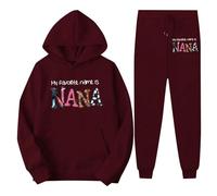 Générique Ensemble Jogging Femme Sweat À Capuche Décontracté Sportif Pullover Avec Cordon Et Lettres Imprimées Tenue Confortable Pour Le Linger Survêtement Deux Pièces Femme Agréable