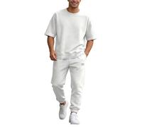 Générique Ensemble Jogging Homme 2 Pièces Jogging Chic Décontracté chemise à manches courtes et Short avec Cordon pour Plage et Sport (White, XXXXL)