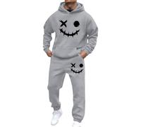 Générique Ensemble Jogging Homme 2 Pièces Sweat Hoodies Et Pantalon Manches Longues Survêtement Homme À Capuche Imprimé Smiley Ample Et Confortable Tune De Sport Pour Gym Et Jogging