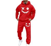 Générique Ensemble Jogging Homme 2 Pièces Sweat Hoodies Et Pantalon Manches Longues Survêtement Homme À Capuche Imprimé Smiley Ample Et Confortable Tune De Sport Pour Gym Et Jogging