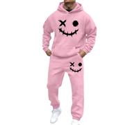 Générique Ensemble Jogging Homme 2 Pièces Sweat Hoodies Et Pantalon Manches Longues Survêtement Homme À Capuche Imprimé Smiley Ample Et Confortable Tune De Sport Pour Gym Et Jogging