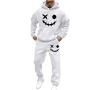 Générique Ensemble Jogging Homme 2 Pièces Sweat Hoodies Et Pantalon Manches Longues Survêtement Homme À Capuche Imprimé Smiley Ample Et Confortable Tune De Sport Pour Gym Et Jogging