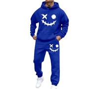 Générique Ensemble Jogging Homme 2 Pièces Sweat Hoodies Et Pantalon Manches Longues Survêtement Homme À Capuche Imprimé Smiley Ample Et Confortable Tune De Sport Pour Gym Et Jogging