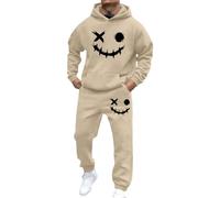 Générique Ensemble Jogging Homme 2 Pièces Sweat Hoodies Et Pantalon Manches Longues Survêtement Homme À Capuche Imprimé Smiley Ample Et Confortable Tune De Sport Pour Gym Et Jogging