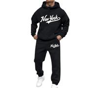 Générique Ensemble Jogging Homme Automne Et Hiver Chaude Sweat A Capuche Imprimés De New York Et Pantalon Jogging Homme Confortable Mode Chic Survetement Pour Sport Et Fitness Streetwear Hip-Hop