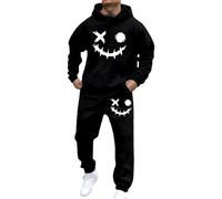 Générique Ensemble Jogging Homme, Survetement Sweat a Capuche avec Impression Smiley Grunge Y2K, Tenue Chic et Elegant, Ensemble Sport pour Automne, Ete, Usage Quotidien et Sorties