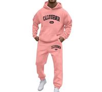 Générique Ensemble Jogging Homme Sweat à Capuche Imprimé Lettres et Pantalon Cordon Tenue de Sport Coupe-Vent pour Toutes Saisons et Plein Air(XXL)