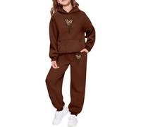 Générique Ensemble Jogging Polaire Fille avec Capuche, imprimé léopard et cœur, Tenue décontractée Chaude pour Enfant, idéal pour Jeux Quotidiens et Sorties, avec Poches Pratiques (Brown, 2-3 Years)