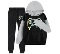 Générique Ensemble Jupe Bébé Fille Sweat À Capuche Et Pantalon De Jogging Survêtement Combinaison Deux Pièces Garçon Automne Hiver Tenue Sport pour Outfit Vêtements (Le Noir,11-12 Ans)
