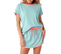 Générique Ensemble Jupe-Short pour Femme, Tenue de Loisirs Ample et Confortable, Col Rond élégant, Tenue Tendance pour Toutes Les Occasions