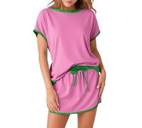 Générique Ensemble Jupe-Short pour Femme, Tenue de Loisirs Ample et Confortable, Col Rond élégant, Tenue Tendance pour Toutes Les Occasions