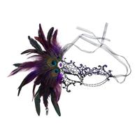 Générique Ensemble Lady Butterfly en dentelle et plumes diamantées pour soirée masquée Latex Monstre (Purple, One Size)