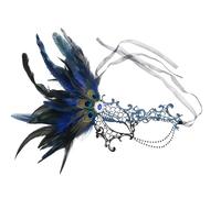 Générique Ensemble Lady Butterfly en dentelle et plumes diamantées pour soirée masquée Latex Monstre (Blue, One Size)