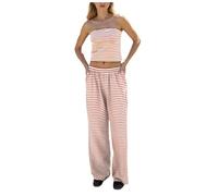 Générique Ensemble Lin Léger Femme Deux Pièces Débardeur Sans Manches Pantalon Large Décontracté Plage Chic Convient Séjour Bord de Mer Sorties