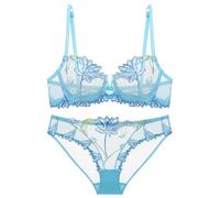Générique Ensemble Lingerie Femme 2 Pieces,Ensemble De Soutien-Gorge en Dentelle Sexy Et DéSir, Ensemble De sous-VêTements -Fins, Petite Poitrine FrançAise (Blue, 42/95D)