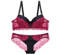 Générique Ensemble Lingerie Sexy Femme - Lingerie Femme Dentelle sous Vetements Feminins Soutien Gorge Sexy (Red, 90B)