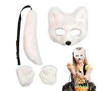Générique Ensemble Masque de Renard et Queue - Costume Halloween Réglable - Cagoule Visage Chat Gants Pattes Costume Cosplay,Pour Convention Fête Photoshoot Carnaval Ados Garçons Filles Adultes