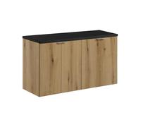 Générique Ensemble Meuble de Salle de Bain 100 cm B Black avec Plan de Travail et Rangement Coast Evoke Oak et Noir Mat