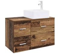Générique Ensemble Meuble Salle de Bain 2 Pieces Bois Ancien | Bois d'ingenierie durable, etageres et tiroirs, installation personnalisable, 2 forets inclus