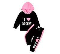 Générique Ensemble Naissance Bebe Fille Vetement Mode, Ensemble 2 Pièces Fille Haut à Capuche et Pantalon Tenue Confortable Vêtement Bébé Doux Imprimé Lettre Décontracté