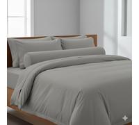 Générique Ensemble Parure de Couette 5 Pièces Unie 220 x 240 cm 100% Coton 57 Fils/cm² + Drap Housse 160x200 cm + 2 Taies d’Oreiller 50x70 cm + Taie Traversin - Fermeture Bouton (Argent)