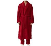 Générique Ensemble Peignoir Homme Hiver Automne Épais et Long en Velours Côtelé, Style Couple Luxueux et Noble, Vêtement de Nuit et de Bain Élégant et Chaud(Red, XL)
