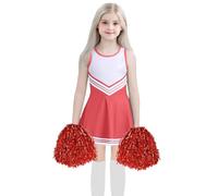 Générique Ensemble Performance Scène Compétition Fête pour Fille Équipe Européenne Cheerleading Enfant COS Jeu Rôle Étudiant (Red, 7-8 Years)