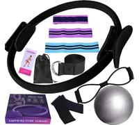 Générique Ensemble Pilates Yoga 11 Pièces - Kit Pilates Maison, Kits de Yoga et Pilates, Pilates Accessoires, Bande de Résistance pour Pilates, Anneaux de Pilates pour Jambes, Bras et Cuisses (Noir)