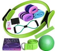 Générique Ensemble Pilates Yoga 11 Pièces - Kit Pilates Maison, Kits de Yoga et Pilates, Pilates Accessoires, Bande de Résistance pour Pilates, Anneaux de Pilates pour Jambes, Bras et Cuisses (Vert)