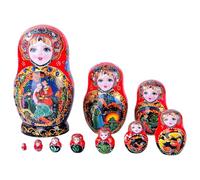 Générique Ensemble Poupées Gigognes - Figurines Russes Bois Sculpté Main 10 Pièces, Poupées Empilables | Décoration Maison Authentique, Jouet Amusant | Cadeau Tradition Artisanale Culture Europée
