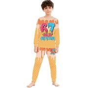 Générique Ensemble Pyjama 2 Pièces Garçon Fille à Manches Longues Pyjama pour Nuit 67 Meme Imprimé Crème Glacée Haut Pantalons Animaux Mignons Unisexe Enfants Sleepwear Loungewear