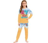 Générique Ensemble Pyjama 2 Pièces Garçon Fille à Manches Longues Pyjama pour Nuit 67 Meme Imprimé Crème Glacée Haut Pantalons Animaux Mignons Unisexe Enfants Sleepwear Loungewear