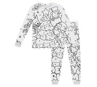Générique Ensemble Pyjama à Manches Longues pour Enfants, vêtement de Nuit sur Le thème des fêtes, avec imprimé griffonné interactif à Personnaliser soi-même pour Les fêtes.