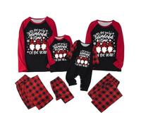 Générique Ensemble Pyjama Coordonné Famille Noël Style Classique Rouge Combinaison Pyjama Chaud d'Hiver pour Tous les Membres de la Famille Parents et Enfants pour Célébrer la Saison01