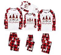 Générique Ensemble Pyjama Coordonné Famille Noël Style Classique Rouge Combinaison Pyjama Chaud d'Hiver pour Tous les Membres de la Famille Parents et Enfants pour Célébrer la Saison02