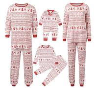 Générique Ensemble Pyjama Coordonné Famille Noël Style Classique Rouge Combinaison Pyjama Chaud d'Hiver pour Tous les Membres de la Famille Parents et Enfants pour Célébrer la Saison03